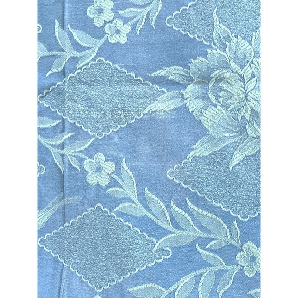 Jacquard Tablecloth Heavy Green Satin Cotton Fabric Stash Repurpose 87x95" - Picture 2 of 8